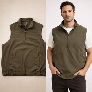 Callaway Golf X Series Mens XL Quarter Zip Vest Olive Green Mesh Panel Pockets